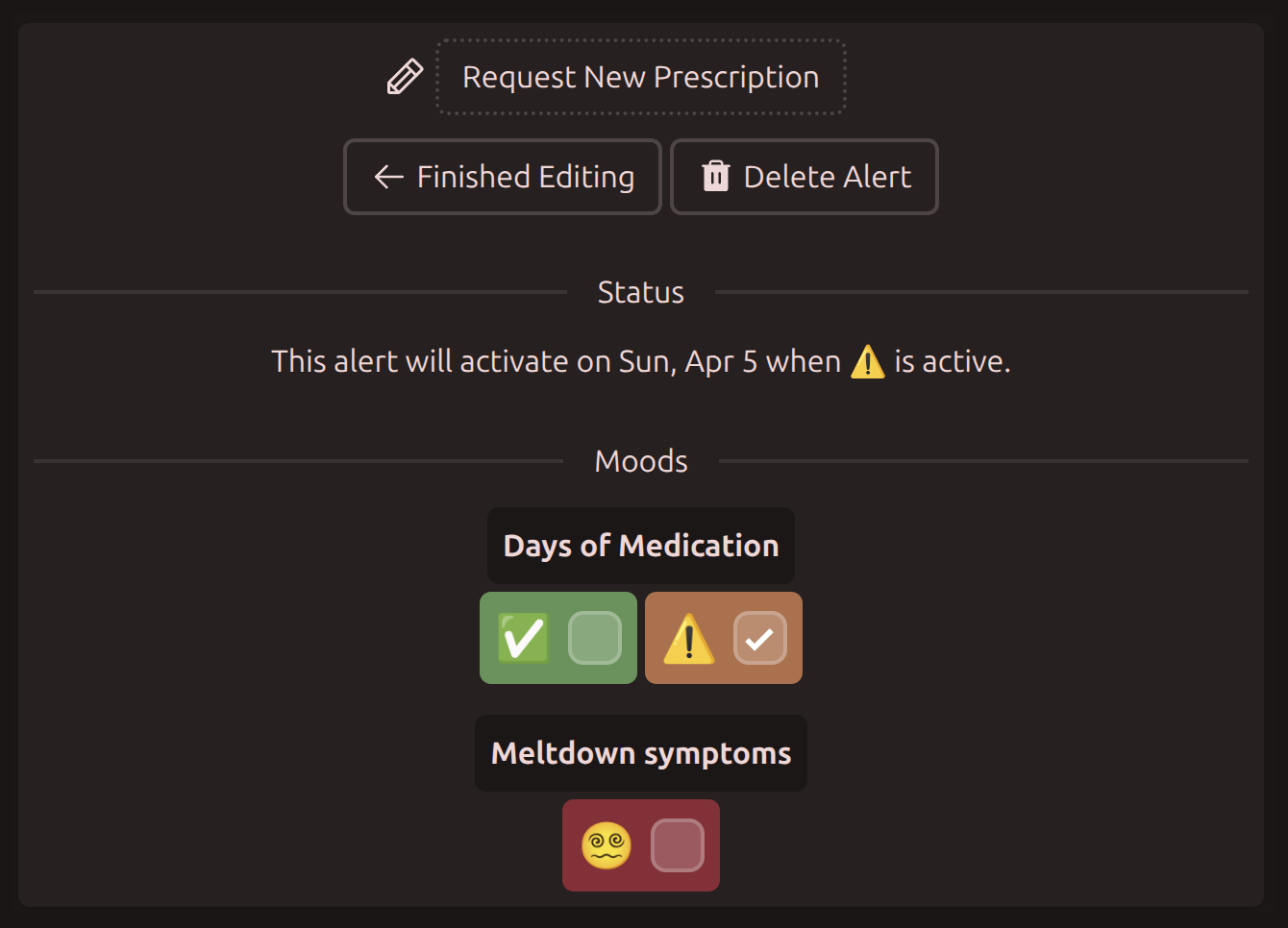creating an alert for medication